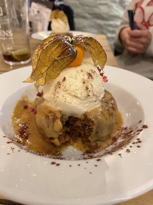 Vegan sticky toffee pudding and icecream!   at The Miners Arms in St Agnes