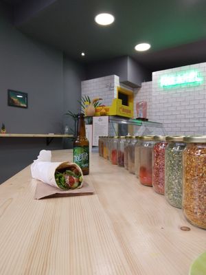 Falafel n beer at Tabule Rasa in Corfu