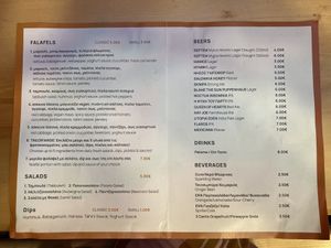 Menu  at Tabule Rasa in Corfu