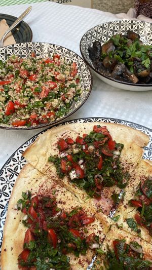 Israeli Bruschetta is a MUST HAVE!!! Tabuleh was super yummy too and I love mushrooms so we ordered a side of it! Portions are pretty generous for the price 😉  at Tabule Rasa in Corfu