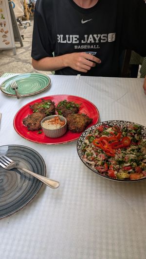 Tabbouleh & Zucchini Balls at Tabule Rasa in Corfu