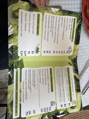 Menu  at Tabule Rasa in Corfu