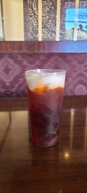 Thai ice tea with coconut milk at Palm Thai Cuisine in Lake Elsinore