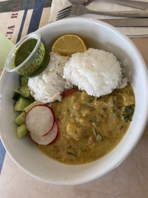Vegan curry  at Food for Thought Cafe in Joshua Tree