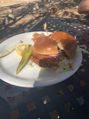 Burger  at Food for Thought Cafe in Joshua Tree