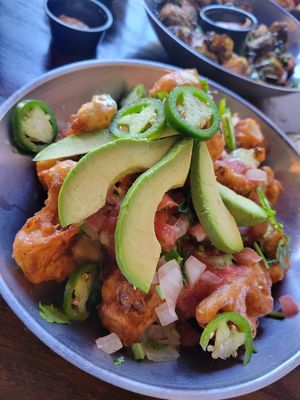 Cauliflower nachos which no chips. at Luchador Urban Taqueria in Pomona