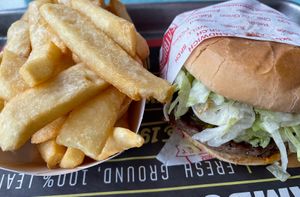 impossible burger and “fat” fries  at Fatburger in Redmond