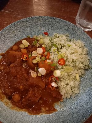 Butternut squash tagine with cauliflower rice: one of the tastiest restaurant meals I've ever had! at Slug & Lettuce in York