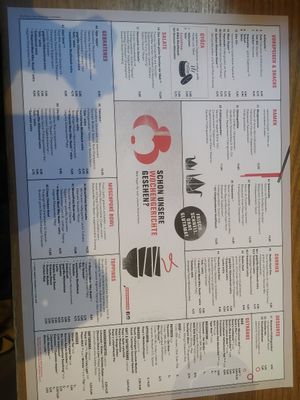 Menu at MoschMosch in Heidelberg