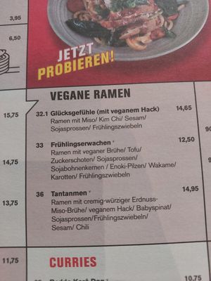 Ramen menu at MoschMosch in Heidelberg