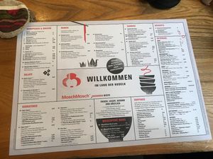 Menu  at MoschMosch in Heidelberg