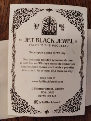 You can also stay there at Jet Black Jewel Cafe Bar in Whitby