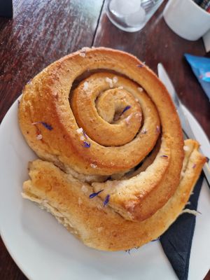 Lemon drizzle pinwheel pastry. at Jet Black Jewel Cafe Bar in Whitby