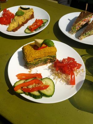 Vegan lasagna at Alchemist Garden in Amsterdam