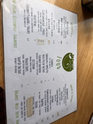 Menue  at Alchemist Garden in Amsterdam