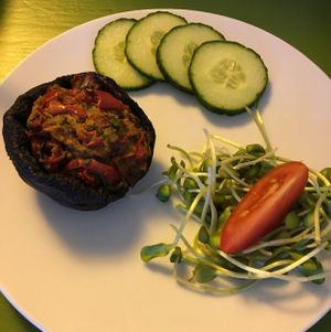 stuffed portabello at Alchemist Garden in Amsterdam