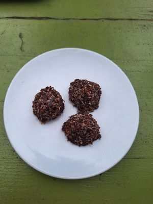 Coconut and chocolate power balls at Alchemist Garden in Amsterdam