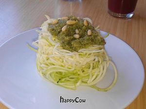 Zucchini pesto pasta at Alchemist Garden in Amsterdam