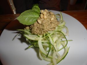 Spaghetti al pesto at Alchemist Garden in Amsterdam