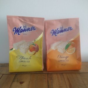 Peach and Orange Manner Wafers at Manner in Vienna