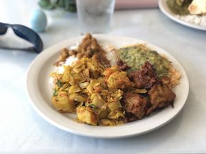 This was a delicious plate I put together. at Gokul Indian Restaurant in St Louis