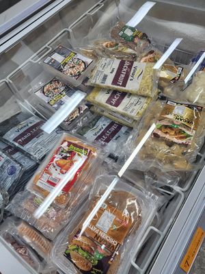 Vegan freezer section at AsianFoods Emporium in Bendigo