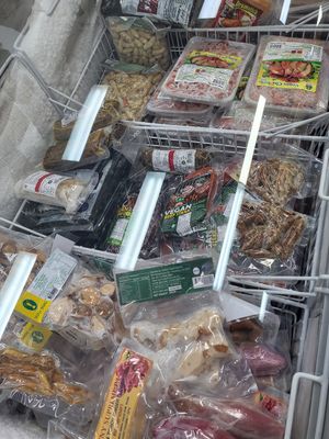 Vegan freezer section at AsianFoods Emporium in Bendigo