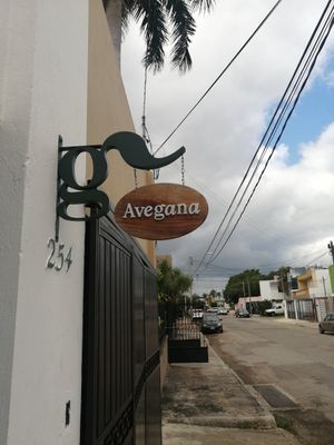 The street sign at Avegana in Merida