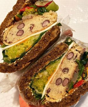 Sweet potato burger sandwich w vegan cheese  at Bakery & Cafe KOaA in Kawasaki