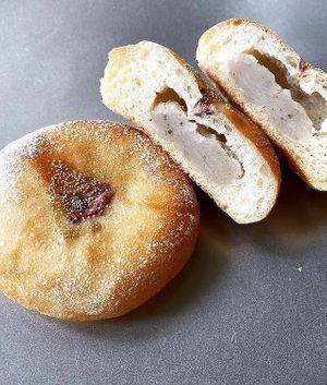 Cherry blossom an pan at Bakery & Cafe KOaA in Kawasaki