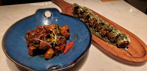 Tofu with veg eel, mushroom nori tofu skin wrap at Mays - 蔓莳 in Wuhan