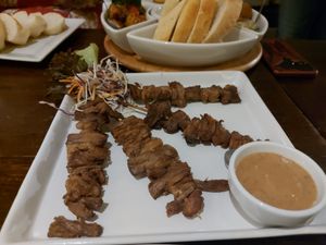 Mushroom satay sticks at Nics Restaurant & Playground in Chiang Mai