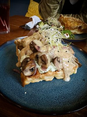 Waffle w/ Mushrooms  at Ubuntu in Leipzig