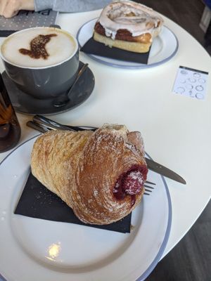 Raspberry kronut at The Hop Coffee in Sheffield