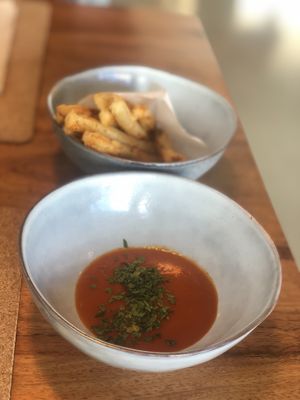 Churros com Molho de Tomate Assado  at Seiva Restaurante in Matosinhos