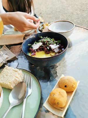 Beetroot and cherry seviche at Seiva Restaurante in Matosinhos