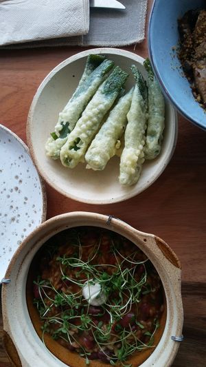 Bean and rice, Green bean tempura at Seiva Restaurante in Matosinhos