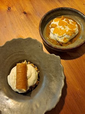 Abóbora e Nougat, e Laranja e Gengibre at Seiva Restaurante in Matosinhos