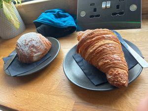 Croissant and pain au chocolat   at Crosby Coffee in Liverpool