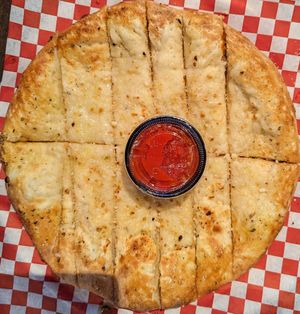 Vegan Garlic Cheesy Bread at Rudy's Pizza in Portland