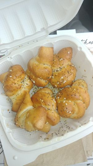 Everything bagel garlic knots at Rudy's Pizza in Portland