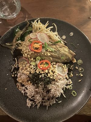 Teriyaki aubegine.  at Le Local Morzine in Morzine