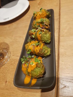 Zucchini fritters (undercooked) at Season in Barcelona