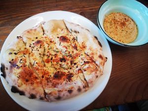 Rosemary and Garlic Flatbread with optional extra Hummus at Little Creatures in Fremantle
