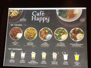 Simple menu at Cafe Happy in Kirkland