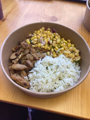 rice chicken & sweetcorn bowl at Atu in Wigan