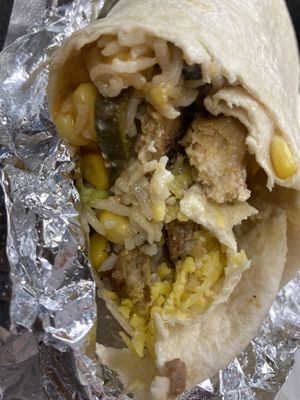 Vegan chicken burrito with all the fillings!  at Atu in Wigan