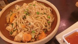 Tofu & green goodness Vegan noodles at Chopstix in Sorrento