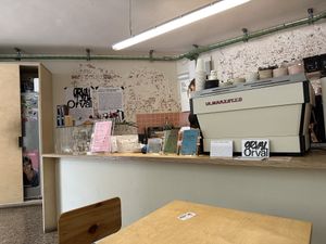 Coffee bar with beautiful ceramic cups  at Orval in Barcelona