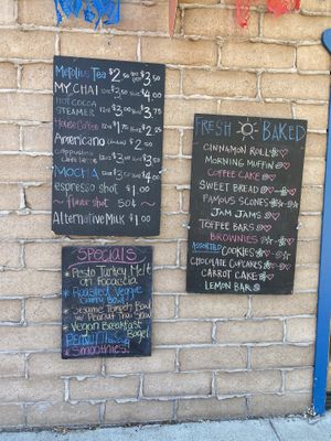 Coffee and bakery menu at Angeline's Bakery and Cafe in Sisters